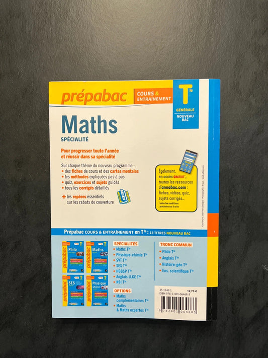 Livre Prépabac Maths Terminale Générale - Révisions complet