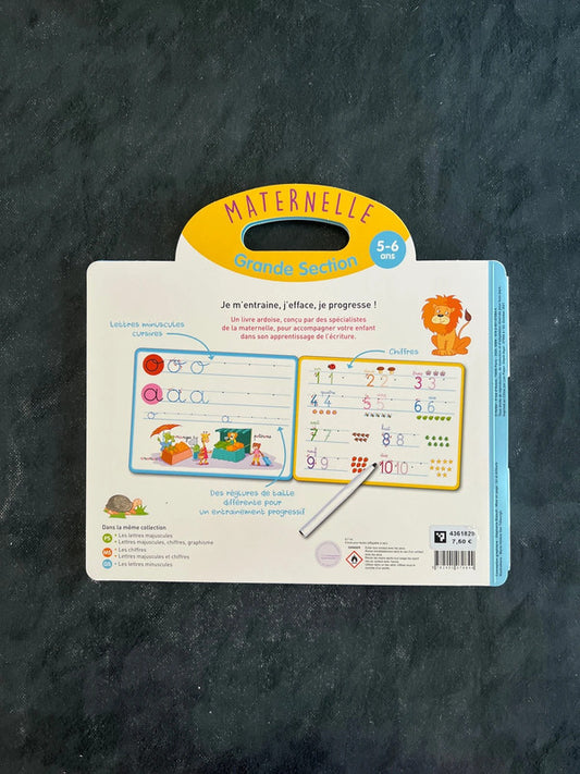 Livre ardoise - lettres minuscules et chiffres