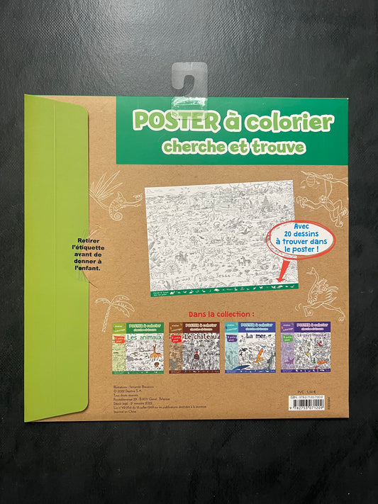 Poster à colorier cherche et trouve - les animaux