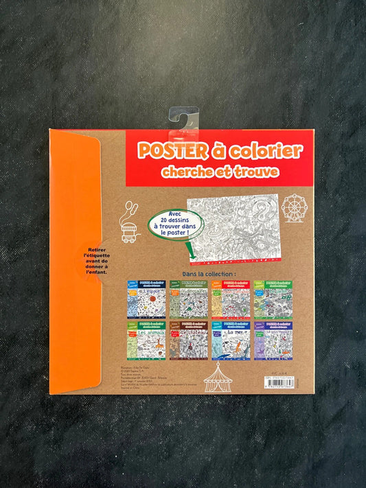 Poster à colorier cherche et trouve - le parc d’attraction