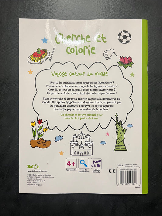 Cherche et colorie - Voyage autour du monde (4-7 ans)