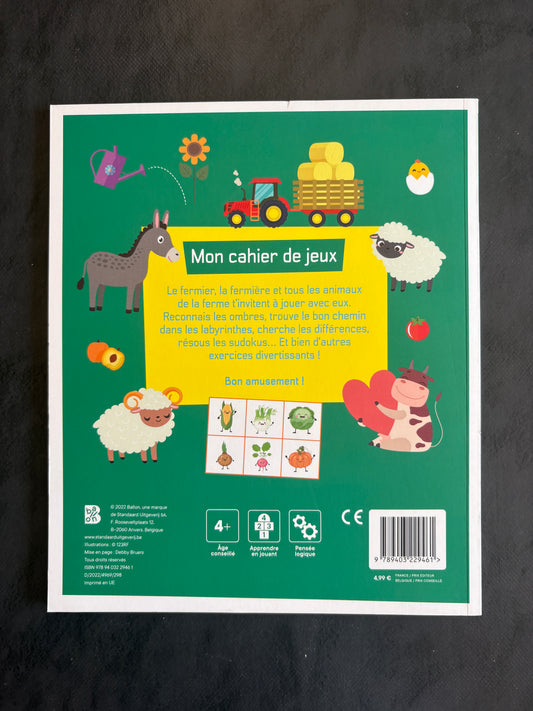 Mon cahier de jeux - la ferme