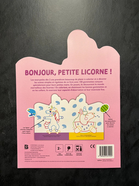Coller et colorier - bonjour petite licorne !
