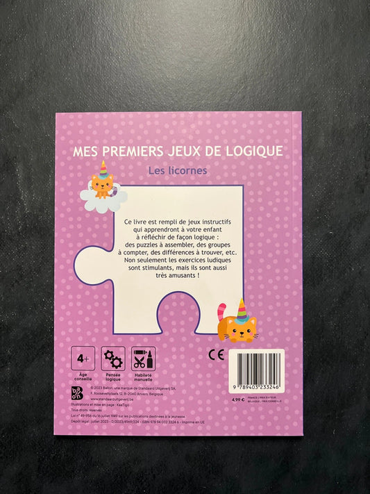 Mes premiers jeux de logique - les licornes