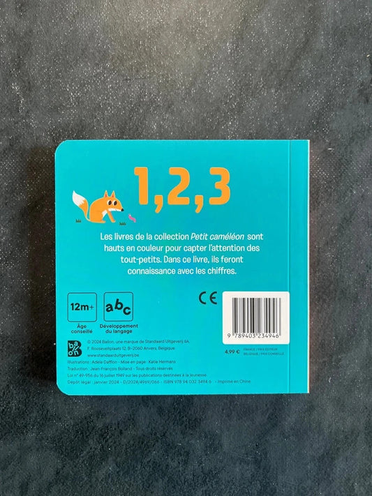 1, 2, 3 - Livre cartonné Petit Caméléon (2-3 ans)