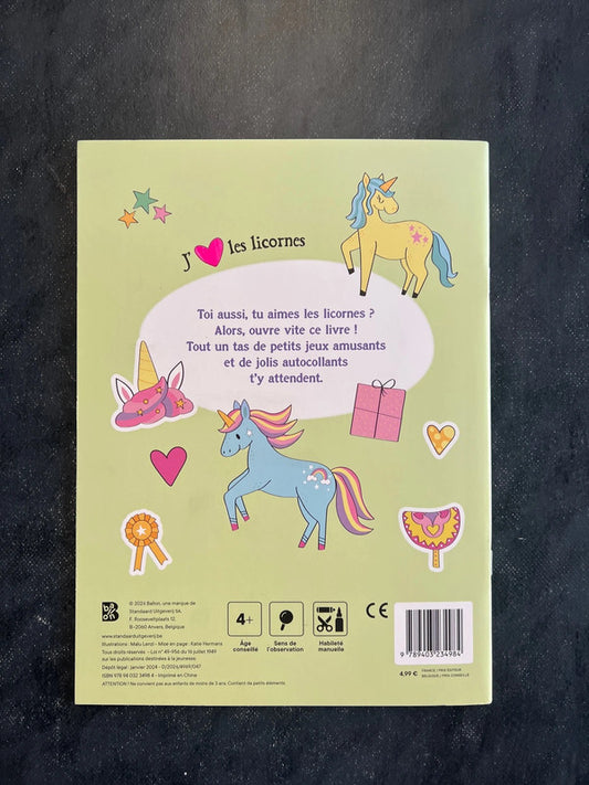 Mon livre de jeux - J'aime les licornes | Activités ludiques dès 5 ans