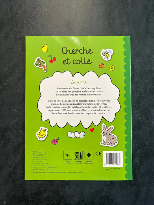 Cherche et colle - La ferme | Livre-jeu 3-5 ans