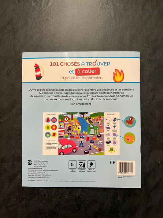 101 choses à trouver et à coller - la police et les pompiers