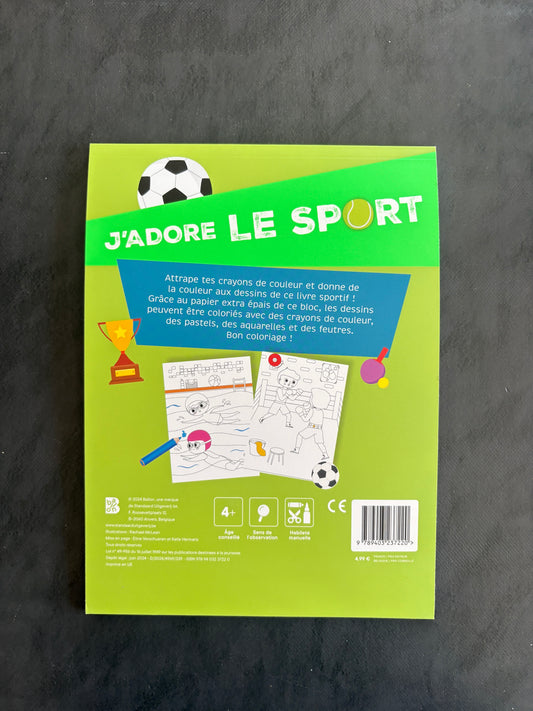 Bloc à colorier - J'adore le sport (4-8 ans)