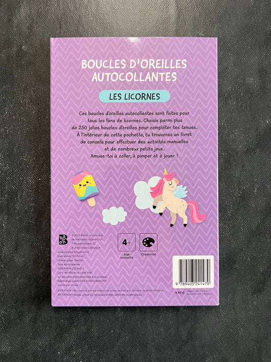 Boucles d'oreilles autocollantes - les licornes