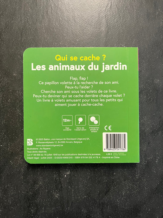 Livre cartonnée - Qui se cache ? Les animaux du jardin (Copie)