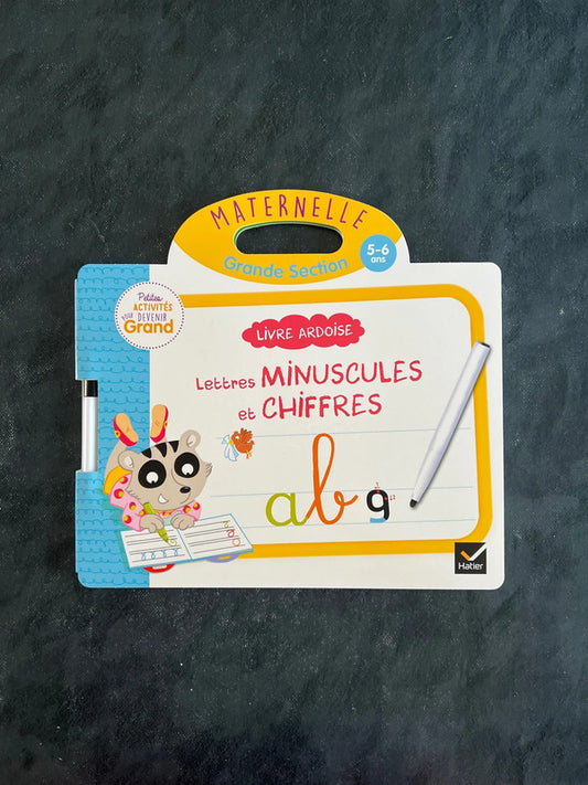 Livre ardoise - lettres minuscules et chiffres