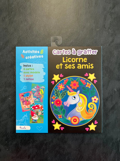 Cartes à gratter - licorne et ses amis