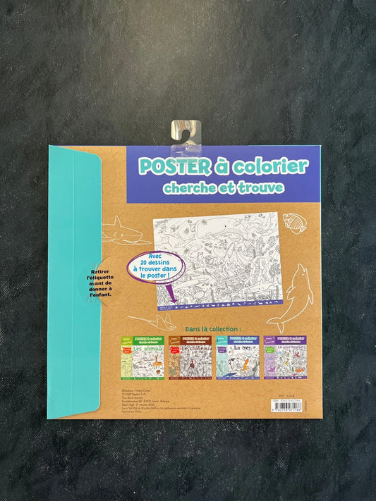 Poster à colorier cherche et trouve - la mer