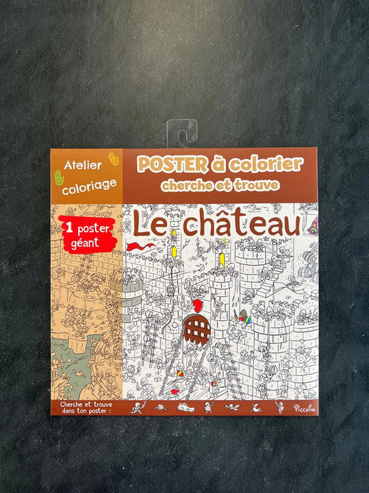 Posters à colorier cherche et trouve - le château