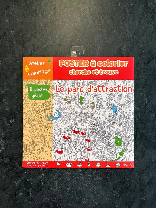 Poster à colorier cherche et trouve - le parc d’attraction