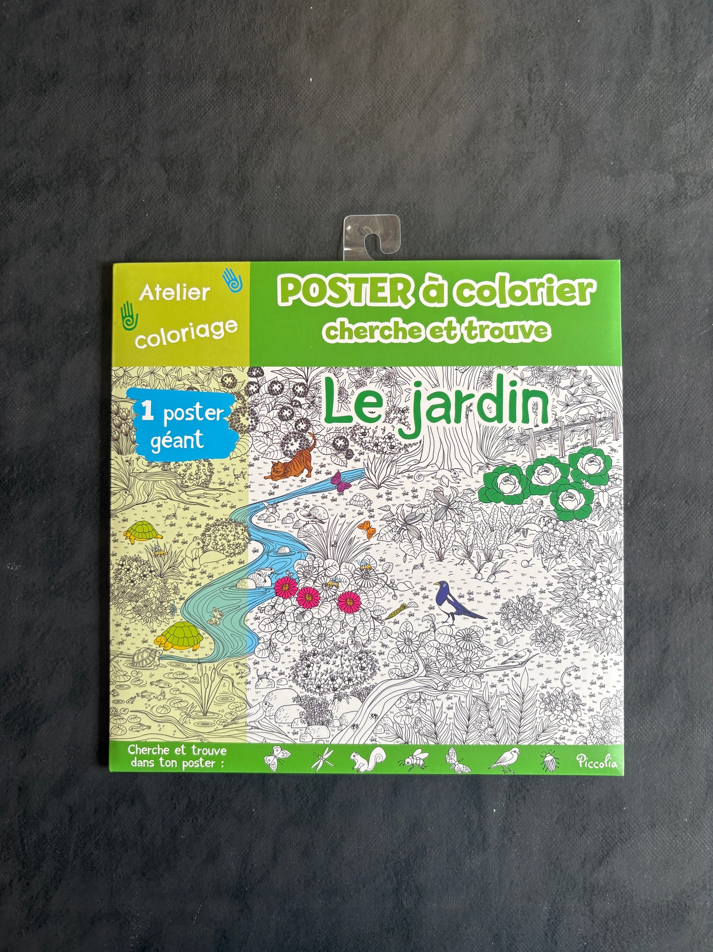 Poster à colorier cherche et trouve - le jardin