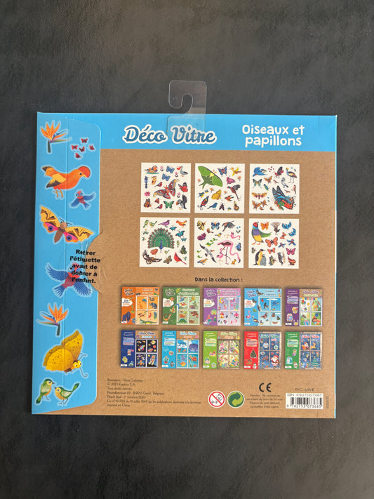 Déco vitre - Oiseaux et papillons