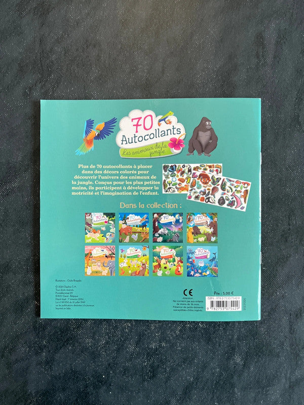 70 autocollants - les animaux de la jungle