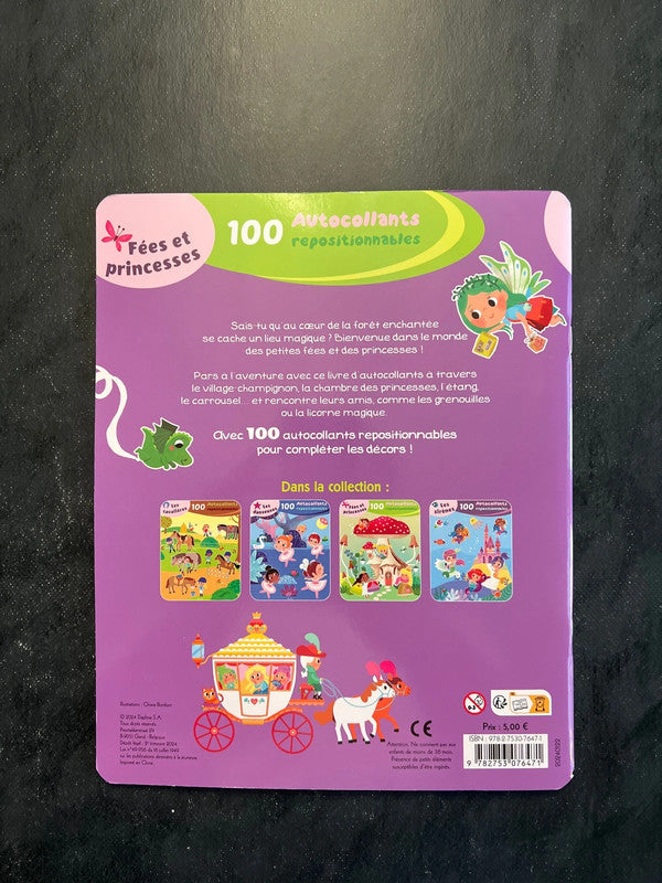 100 autocollants repositionnables - fées et princesses