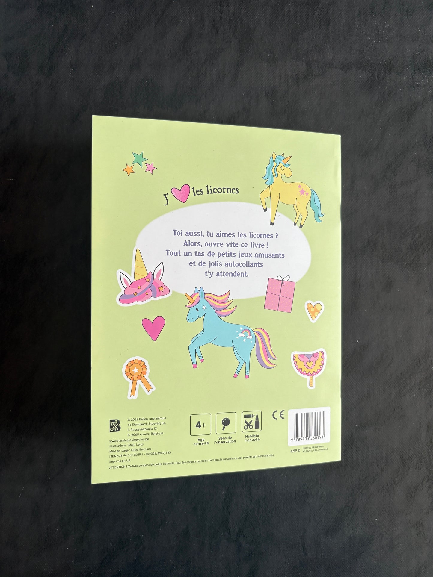 Mon livre de jeux - j'aime les licornes