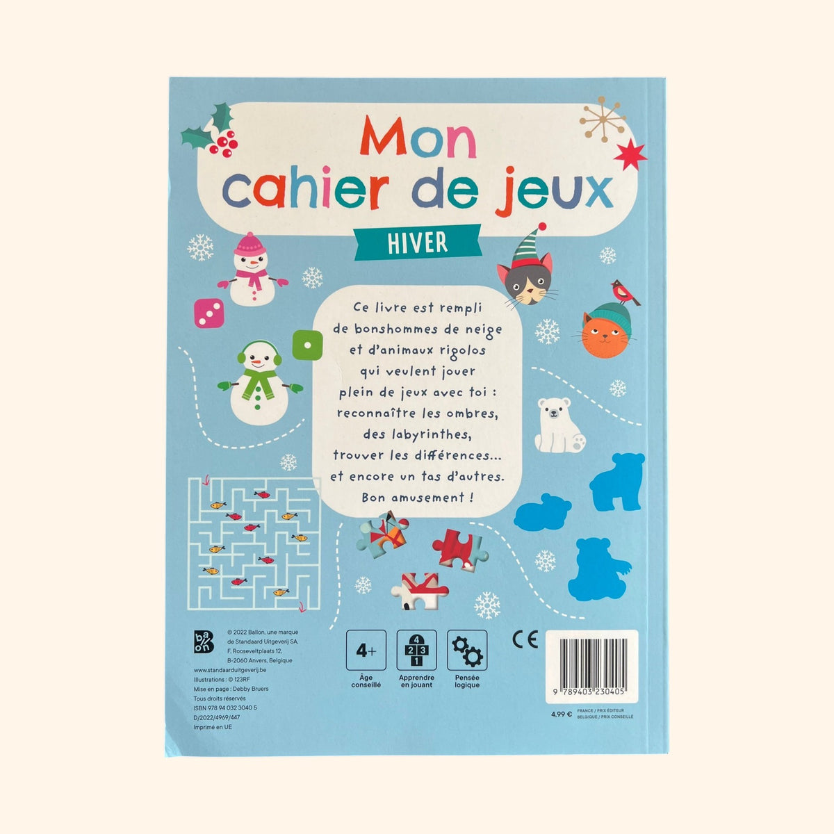 Mon cahier de jeux - hiver | Activités hivernales 5-7 ans