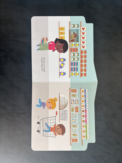 Livre cartonné - bienvenue au supermarché