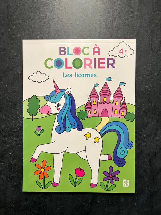 Bloc à colorier - les licornes
