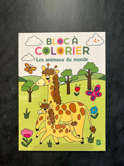 Bloc à colorier - les animaux du monde