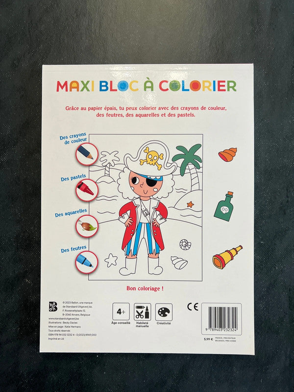 Maxi bloc à colorier - les pompiers, les pirates