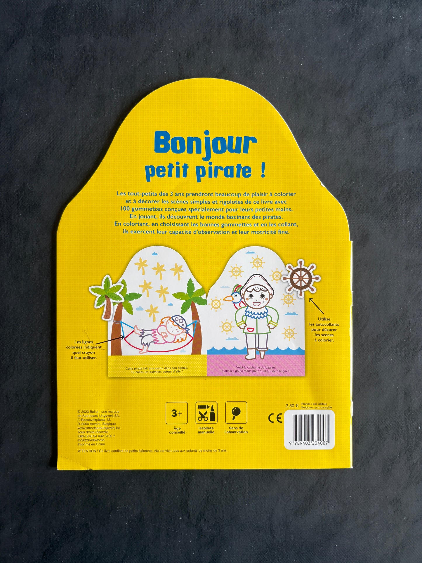 Livre coller et colorier  - Bonjour, petit pirate - Dès 3 ans