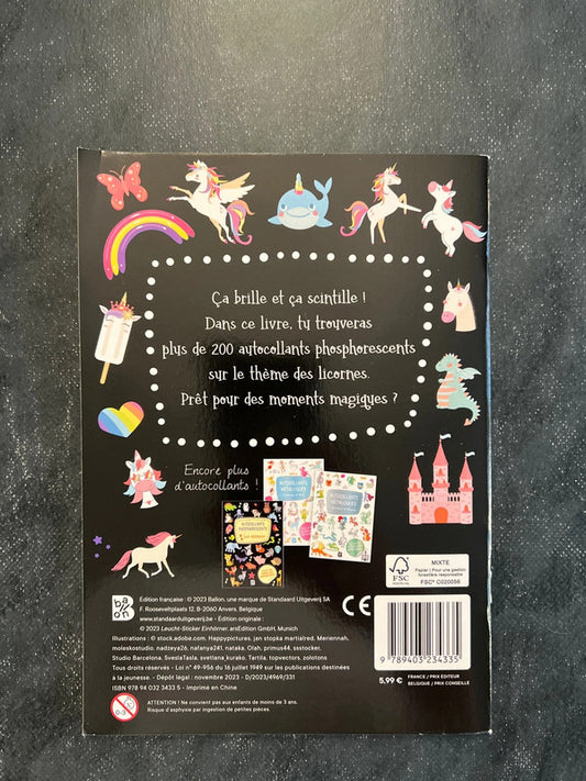 Autocollants phosphorescent - les licornes