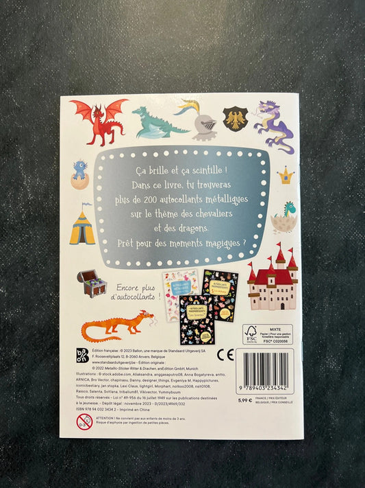 Autocollants métalliques - chevaliers et dragons