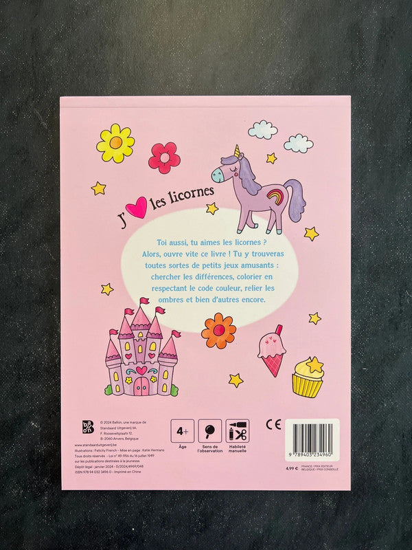 Mon bloc de jeux - j’aime les licornes