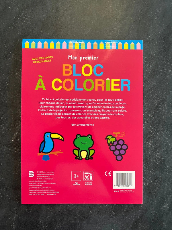Mon premier bloc à colorier - dès 3 ans