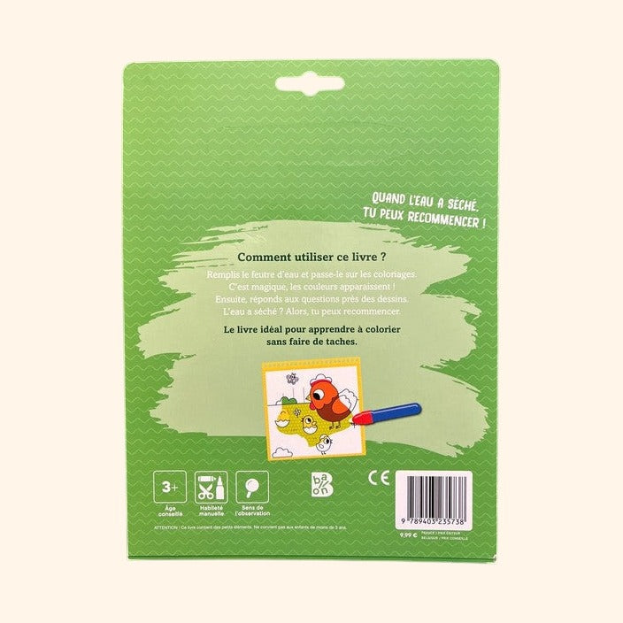 Mes dessins magiques - le printemps | Livre à colorier à l'eau dès 3 ans