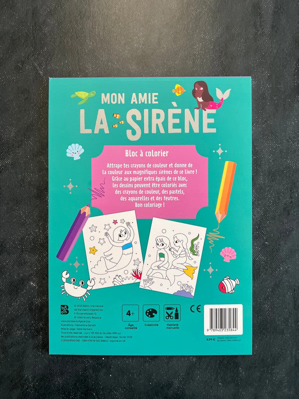 Bloc à colorier - mon amie la sirène