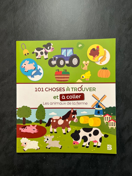 101 choses à trouver et à coller - les animaux de la ferme