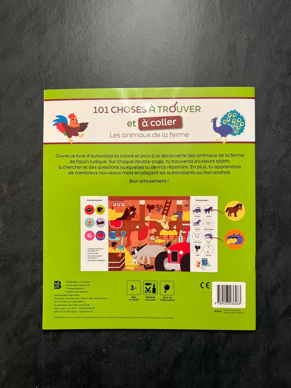 101 choses à trouver et à coller - les animaux de la ferme