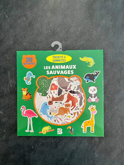 Pochettes à gommettes - les animaux sauvages