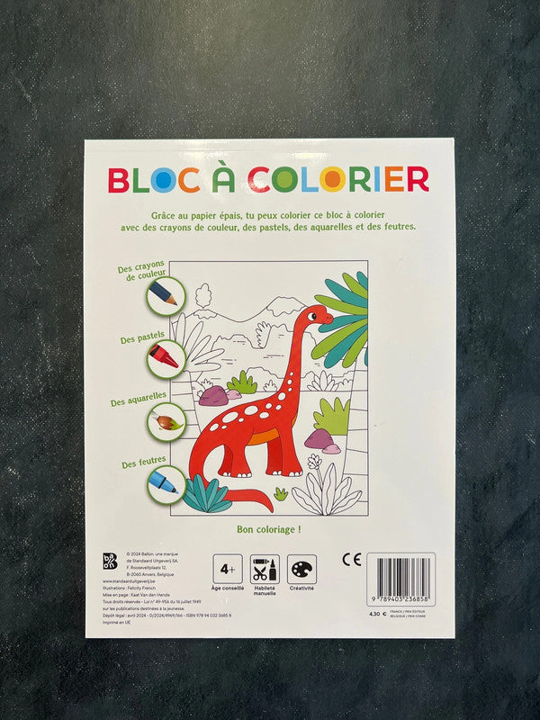 Bloc à colorier - les dinosaures