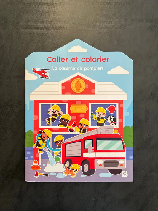 Coller et colorier - la caserne de pompiers