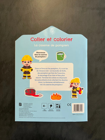 Coller et colorier - la caserne de pompiers