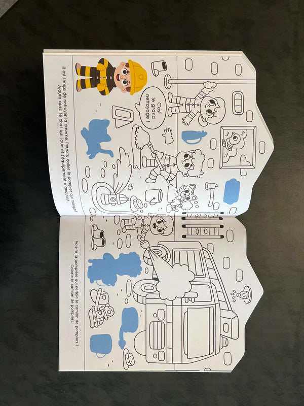 Coller et colorier - la caserne de pompiers