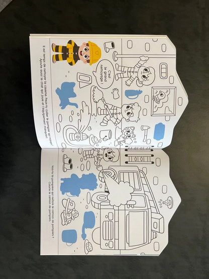 Coller et colorier - la caserne de pompiers