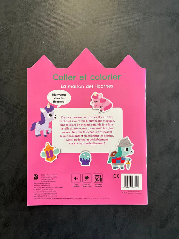 Coller et colorier - la maison des licornes