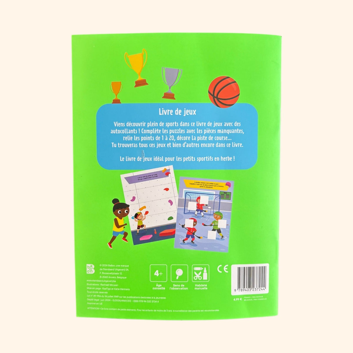 J'adore le sport - Livre de jeux avec autocollants (4-6 ans)
