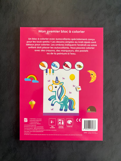 Mon premier bloc à colorier - les licornes