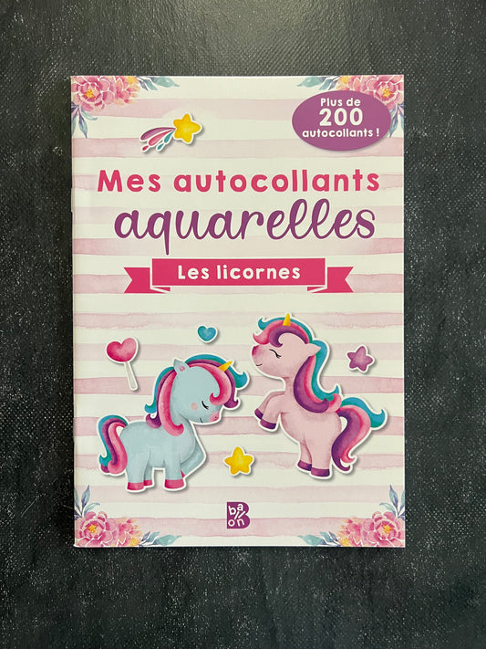 Mes autocollants aquarelles - les licornes