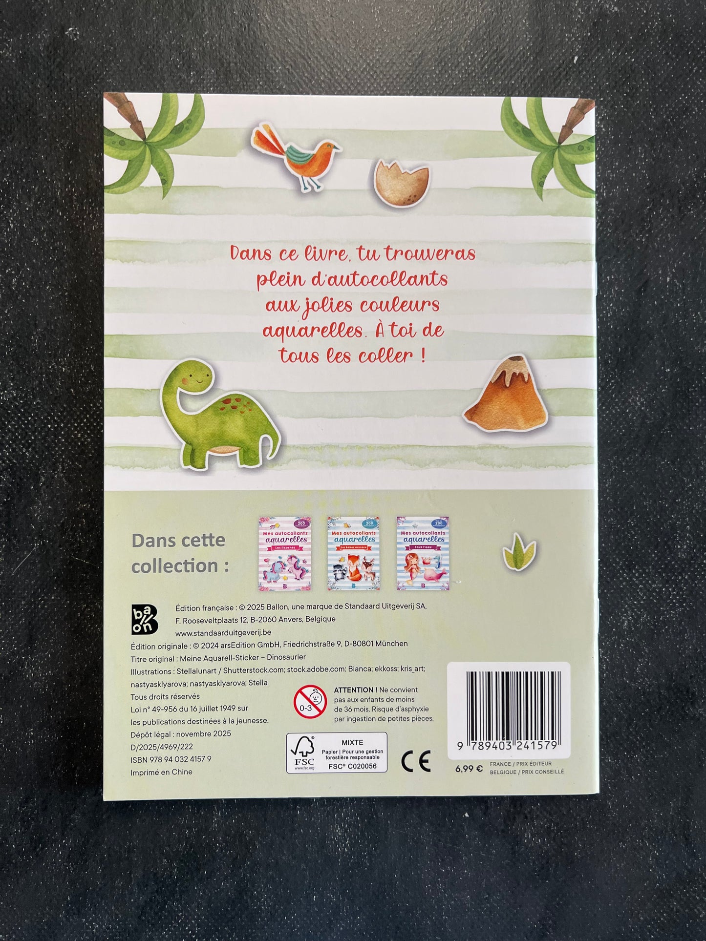 Mes autocollants aquarelles - les dinosaures